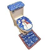d-fantix雪だるまクリスマスデコレーションサンタトイレ便座カバーとラグセットブルーバスルームセットの3