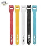 ケーブル結束バンド，品質保証, Morgen 繰り返し利用可能マジックテープ 収納バンド マジックバンド ストラップ, ケーブル/コード/配線等収納, 50本入り 20㎝ 5色