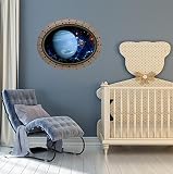 36 "舷窓インスタントOuter Space Ship Window View Planet Neptune # 1楕円形リベット壁デカール子供ステッカーベビールームホームアート飾りden Mura