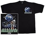 NFLシアトルシーホークススカイヘルメットTシャツ – ブラック( XXL )
