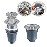 voilamart Kitchen Sink Strainer w / Removable Deep Waste Basket、Strainerアセンブリ、シーリング蓋、304ステンレス鋼、3 – 1