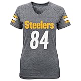 NFL Girls 7 – 16 Antonio Brown Pittsburgh SteelersメインストライプVネックName & Number半袖Tシャツ、スモール/（7 – 8）、ヘザーグレ