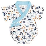 アスナロ（つなぎ・セットアップ） 甚平風ロンパース 女の子 ベビー 子供 和風 和服 ルームウェア60 サックス