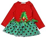 (チェリーレッド)CherryRed ベビー服 女の子 クリスマスツリー 衣装 ワンピース チュール 水玉模様 リボン 80