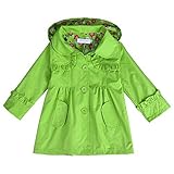Arshiner 女子用 花柄 防水 フード付き コート ジャケット アウター レインコート US サイズ: 130(Age for 5-6Y) カラー: グリーン