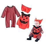 Aimeio Halloween Baby Costume Pumpkin Clothing Set 3 Pcs Hat+Romper+Bodysuit Infant Toddler Kids Boy