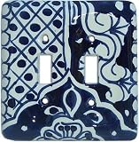 Double Toggle Traditional Talavera Ceramic Switch Plate by Fine Crafts & Imports