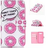 Galaxy Grand Prime (SM-G530) ケース , OMATENTI高級PUレザー ケース 手帳型 保護ケース カード収納ホルダー付き横置きスタンド機能付き (ブラック P2)