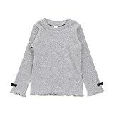 Sunny Landscape 袖リボン長袖リブTシャツ　グレー　130cm