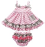 EOZY 可愛い ワンピース ベビー服 赤ちゃんドレス 2点セット ベビーショートパンツ スイムウェア 袖なしワンピ 夏着 蝶結び フリル 子供用 ピンク波線 110