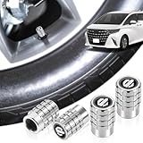 HUDIY アルファード 40系 専用 エアバルブキャップ アルミ合金+樹脂コーティング ロゴ刻印 円筒型 車用エアバルブキャップ タイヤ 専用 気密性保持ゴムリング 防錆防腐食 17x11mm 4個セット（シルバー）