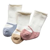 靴下　幼児用　YummyBuy ソックス ベビー 　キッズ　子供　かわいい 保温 秋冬　コットン　ソックス　柔らかい　0-3歳 3足組 (靴ひも 女の子, S)