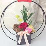 和風のまあるいアレンジメント　プリザーブドフラワー　ケース付き