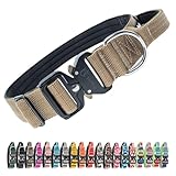 TSPRO プレミアムハンドル付き犬用首輪｜調節可・クイックリリース｜中型～大型犬用 (カーキ色 L)