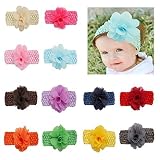 DUOQU Baby Girl's Soft Headbands Hairband With Big Flower Boutique Hair Accessories Multicolor 12 Pc