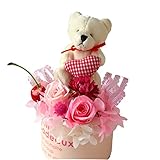 Azurosa(アズローザ) プリザーブドフラワー ギフト バラ アジサイ キュートくま ピンク アレンジ