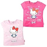 (ビビットピンク/80cm)子供服 女の子 Tシャツ 半袖 HELLO KITTY ハローキティ プリント スナップボタン タグ装飾 女児 ベビー