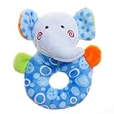 giftshop101 5 " Cute ElephantソフトPlush Baby Rattle Baby Toy – ブルー