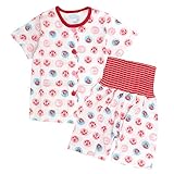 パジャマ ベビー 女の子 腹巻付き 丸首 前開き 半袖 五分丈 パジャマ 寝巻き レッド 90cm