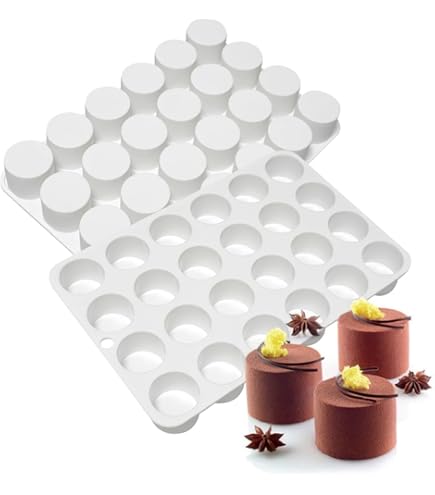 SEABABOO Moules Cylindriques En Silicone Moule Forme Cylindre Moule À Chocolat À Cylindre Silicone Pour Brownies Cheesecakes Couverture De Chocolat Mousse Cupcakes Muffins Gâteaux (24 Cavités 3cm