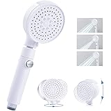 シャワーヘッド 節水 手元止水 高水圧 360°角度回転 3モード水流調節 極細水流 しゃわーへっど シリカゲル水流孔 水垢落とし簡単 ABS素材採用 国際汎用基準G1/2 ホワイト