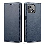 iPhone 14ケース手帳型 iPhone14手帳型ケース アイフォン14手帳ケース アップル iPhone 14 ケース 真珠光沢レザー RFID磁気防止 スマホケース 内蔵マグネット スタンド機能 カード入れ 耐摩擦 薄型 ネイビー