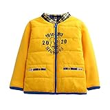 PANCY 子供服 秋冬 防寒コート コットンジャケット 立て襟 裏起毛 女の子 男の子(130cm,イエロー)