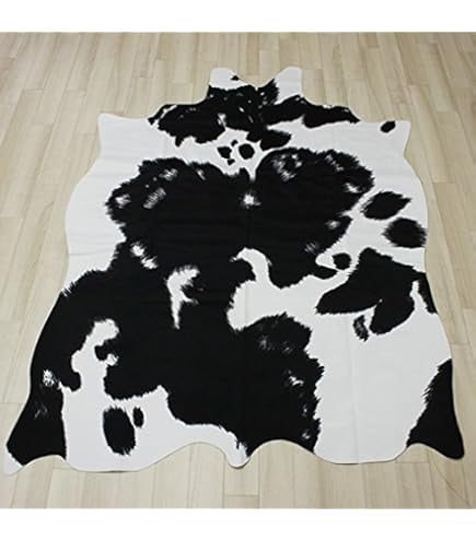 Amazon｜AROGAN プレミアム人工牛革ラグ 4.6 x 5.2フィート、頑丈で