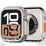 [2 in 1全周保護]UIUIKA For Apple Watch 専用カバー アップルウォッチ保護ケース 対応 Series 9/8/7 41mm 防水落下・衝撃・スクラッチ防止 高透過率 指紋防止 Apple Watch ケース(チタンゴールド，41mm)