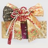 七五三 女児三歳用 高級金襴織 お子様結び帯 黒地に小桜模様 S-4