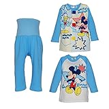 ディズニー【Disney】 ミッキー＆ミニー ちょっと厚めの前開きパジャマ＋天竺ロングＴシャツ三点パジャマ（腹巻つきパンツ） (80ｃｍ, ミッキー（80）)