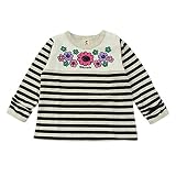 （ショコラ）chocola チュニックTシャツ女の子/ボーダー/花柄/長袖 80 オートミール（ボーダー）