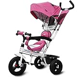 三輪車 ベビーカー 両用 ベビーバギー 3輪自転車 子供 対象1～6歳 (pink)