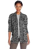 Jason Maxwell Women's Marled Hi-Lo Cardigan Sweater With Pockets Egret/Black X-Large [並行輸入品]