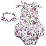 （アイム）iiniim　新生児幼児ドレス　ベビーロンパース＋ヘッドバンド２点セット　女の子花チェリープリントフリルロンパース　サマードレス　ヘッドバンド　花の子　キャミソール　おでかけ着 プレゼント 