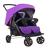Homehalo 二人乗りベビーカー　可愛いベビーバギー 折りたたみ　軽い2人乗りベビーカー　通気性良い　買い物かご付き 対象 新生児～３６ヶ月 (パープル)