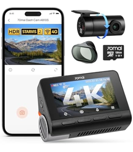 70mai Dash Cam 4k A810 4Kドライブレコーダー Amazon.co.jp: 70mai Dash Cam 4K A810S前後 128GB & UP03駐車監視