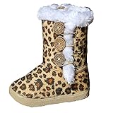 幼児用Little Girlsカジュアルフェイクファー冬Leopard Printスエードボタンブーツ カラー: ブラウン