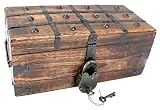 wellpackbox Large Wood Treasure Chestトランク装飾ボックスアンティークスタイルロックとスケルトンキー12 x 6 x 5