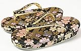 子供　七五三　女児ミニ草履　2-3歳用15ｃｍ(数えの三歳用)　柄ゾーリ　日本製和装小物 (黒色に花柄)