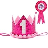 maticr Glitter赤ちゃん男の子女の子最初誕生日クラウン&賞バッジNumber 1ヘッドバンドケーキSmash写真プロップ One Size