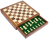 StonKraft 木製チェス盤ゲームセット マグネット付き 非折りたたみ時30X30cm （12x12インチ） 引出し付き - Magnetic Chess Board