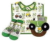 Stephan Baby Bib, Tractor Socks and Plush Tractor Ring Rattle, Down on The Farm, 6-12 Months by Step