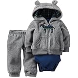 カーターズ Carter's 2015年秋冬最新作 男の子用グレーチェック柄トナカイさんアップリケ耳フード付きフリースジャケット上下3点セット (24m... [並行輸入品]