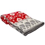 クリッパン KLIPPAN ウールブランケット 2231-02 フィアルネスレッド／グレー 130x180cm Wool Blankets ひざ掛け 毛布 オフィス ふわふわ 北欧ブランド [並行輸入