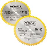 DEWALT DW3106P5 60-Tooth Crosscutting and 32-Tooth General Purpose 10-Inch Saw Blade Combo Pack [並行輸