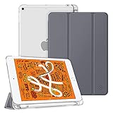 Fintie for iPad Mini 5 2019 ケース クリア 半透明 バックカバー Pencil 収納可能 ペンホルダー付き 薄型 軽量 スタンド オートスリープ機能 第5世代 7.9 インチ 保護カバー(モデル番号A2133、A2124、A2126、A2125) (モデル番号A2133、A2124、A2126、A2125) (スペースグレー)
