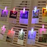 RaiFu ストリングスライト カラフル 写真 クリップの文字列 夜のランプ ​​ペンダント 祭り ガーデン パーティー 庭の装飾 3M 20 LED