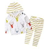 Nice Days（ナイス　ディズ）　ベビーパーカー フード付き　女の子服　可愛い鹿　パンツ2点セット　七五三　出産　プレゼント (100)