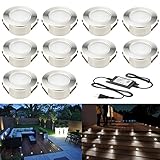 埋め込み式ライト FVTLED スポットライト DC12V 1.5W 防水仕様 ハイパワー 屋外 照明 外灯 誘導灯 どこでも簡単設置 CE RoHS認証 10個セット (クールホワイト)